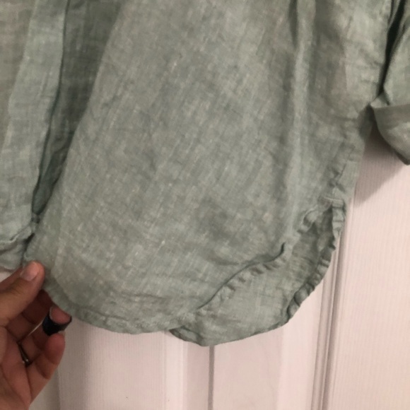 PureJill J. Jill v neck green 100% linen blouse 3/4 sleeve extra large petite - Picture 9 of 9